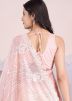 Peach Net Saree In Sequins Work