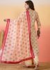 Peach Silk Printed Readymade Palazzo Suit