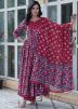 Readymade Maroon Printed Anarkali Suit