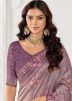Mauve Purple Floral Print Art Silk Saree