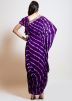 Purple Readymade Leheria Printed Draped Kaftan