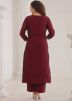 Maroon Embroidered Art Silk Salwar Suit Set