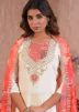 Off White Embroidered Salwar Suit Set In Chanderi