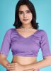 Purple Embroidered Shimmer Saree