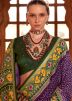 Purple Art Silk Saree In Print