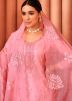 Pink Thread Embroidered Pant Suit Set