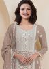 Prachi Desai Beige Embroidered Pant Suit Set