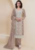 Prachi Desai Beige Embroidered Pant Suit Set