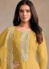 Yellow Embroidered Organza Pant Suit & Dupatta