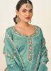 Blue Embrooidered Suit Set In Silk