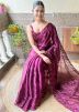 Magenta Embellished Saree In Art Silk 