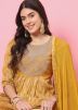Yellow Embroidered Straight Cut Pant Suit