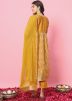 Yellow Embroidered Straight Cut Pant Suit