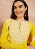 Yellow Embroidered Full Sleeved Sharara Suit