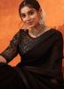 Black Thread Embroidered Saree In Organza