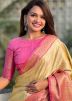 Golden Zari Woven Saree In Tussar Silk
