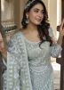 Grey Embellished Net Readymade Anarkali Suit Set