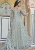 Grey Embellished Net Readymade Anarkali Suit Set