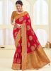 Red Silk Saree In Zari Woven Work
