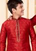 Father & Son Red Silk Readymade Kurta Pajama