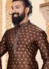 Father & Son Brown Silk Readymade Kurta Pyjama