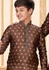 Father & Son Brown Silk Readymade Kurta Pyjama