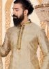Cream Readymade Father & Son Woven Kurta Pyjama