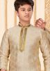Cream Readymade Father & Son Woven Kurta Pyjama