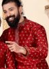 Father & Son Readymade Woven Red Kurta Pyjama