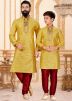 Yellow Father & Son Readymade Kurta Pajama