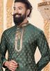Father & Son Green Readymade Woven Kurta Pajama