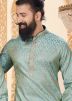 Father & Son Blue Woven Readymade Kurta Pyjama