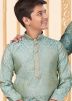 Father & Son Blue Woven Readymade Kurta Pyjama