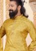 Father & Son Yellow Readymade Woven Kurta Pajama Set