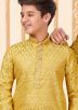 Father & Son Yellow Readymade Woven Kurta Pajama Set