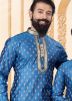 Father & Son Readymade Woven Blue Kurta Pajama