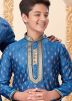 Father & Son Readymade Woven Blue Kurta Pajama