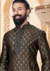 Black Father & Son Readymade Woven Kurta Pajama