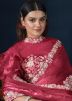 Red Sequins Embroidered Saree In Satin