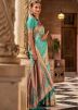 Turquoise Zari Woven Saree In Art Silk 