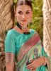 Turquoise Zari Woven Saree In Art Silk 