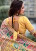 Mustard Yellow Woven Pashmina Silk Saree