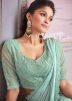 Ice Green Embroidered Saree In Chiffon