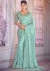 Ice Green Embroidered Saree In Chiffon