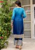 Readymade Shaded Blue Embroidered Pant Suit
