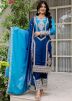 Readymade Shaded Blue Embroidered Pant Suit