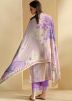 Purple Cotton Pant Suit In Digital Print