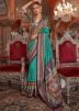 Turquoise Art Silk Saree In Woven Work