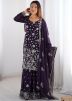 Navy Blue Embroidered Readymade Palazzo Suit
