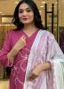 Pink Quarter Sleeves Embroidered Pant Suit